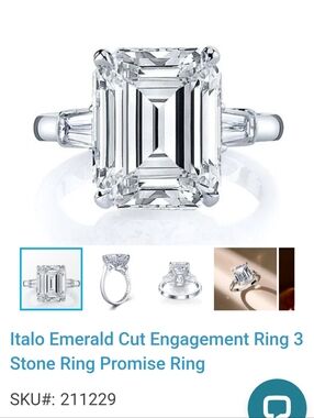 ALO Yoga Italo Emerald Cut 3-Stone Ring - White Silver